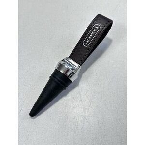 Coach Wine Bottle Stopper Dark Brown Leather Loop Strap Top